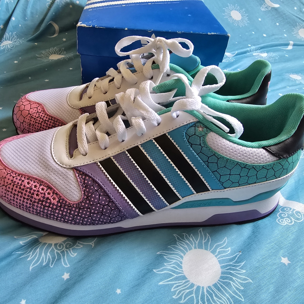 Adidas ZX 710 Women's Sneakers - Purple, Teal, Pink, w/tiny Stars - Picture 8 of 10